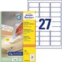 Label, universal, removeable, 63,5x29,6 mm, AVERY ZWECKFORM, 2700 label/pack